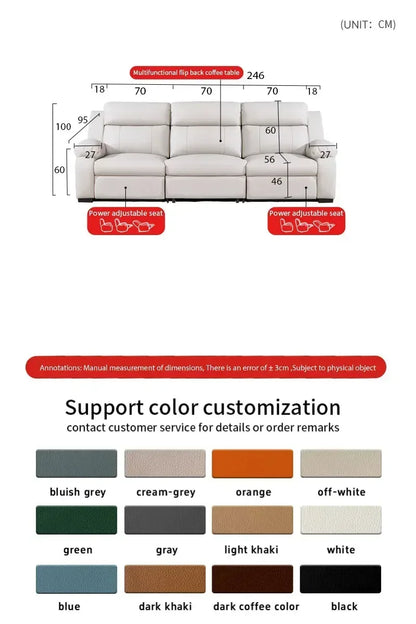 L-shaped Living Room Sofa Leather Electric Recliner Sofa Multi-functional Sofa Bed Folding Small Furniture with Storage Space