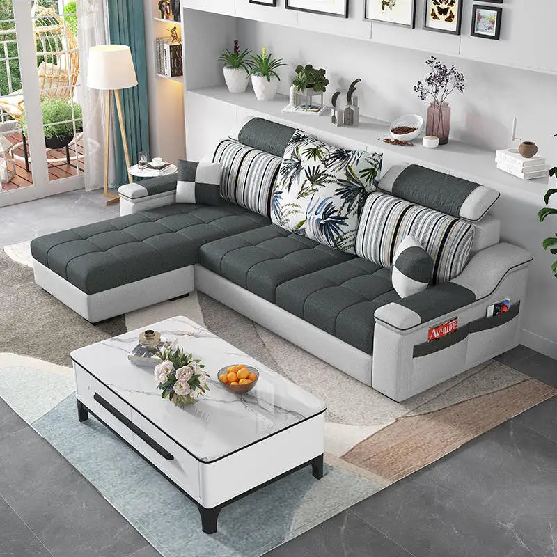 Fabric sofa set simple style combination living room
