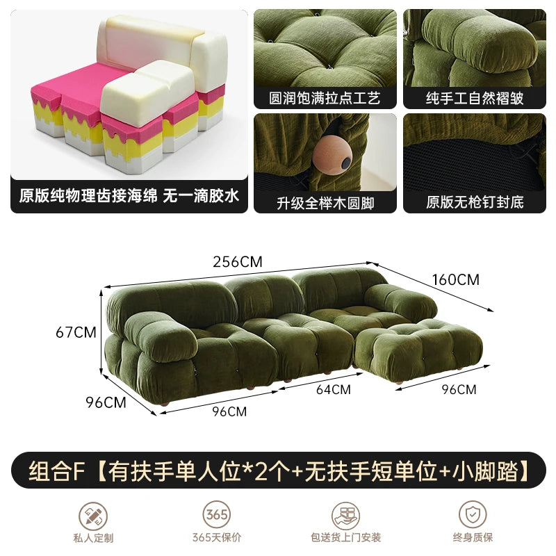 Modern Modular Fabric Sectional Sofa for Small Living Rooms