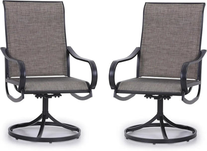 Outdoor Swivel Dining Chairs Set of 2 All Weather Patio Chairs with Padded Textilene Seat