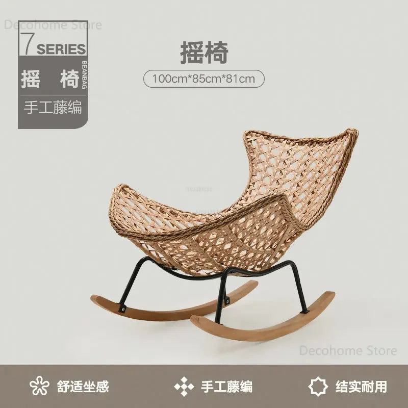Modern Rattan Living Room Chairs Leisure Lazy Back Sofa Home Lounge Chair Outdoor Balcony Rocking Chair Living Room Furniture