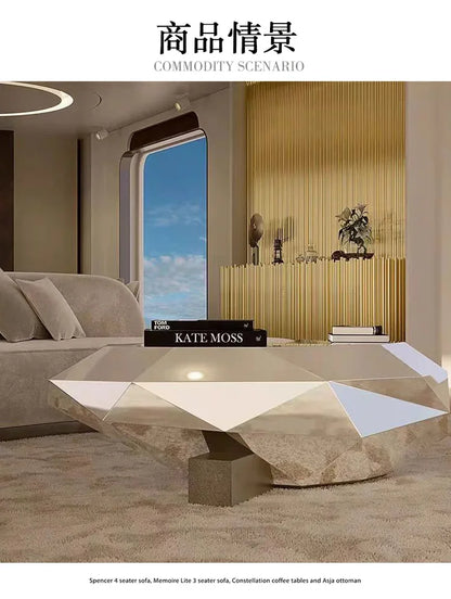 LJYStainless steel light luxury creative special-shaped coffee table high-end model house villa living room art coffee table