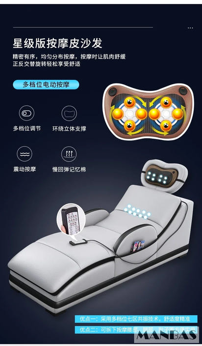 Linlamlim Luxury Genuine Leather Sectional Sofa with Adjustable Headrests, Projector, Speaker and Storage for Living Room Couch