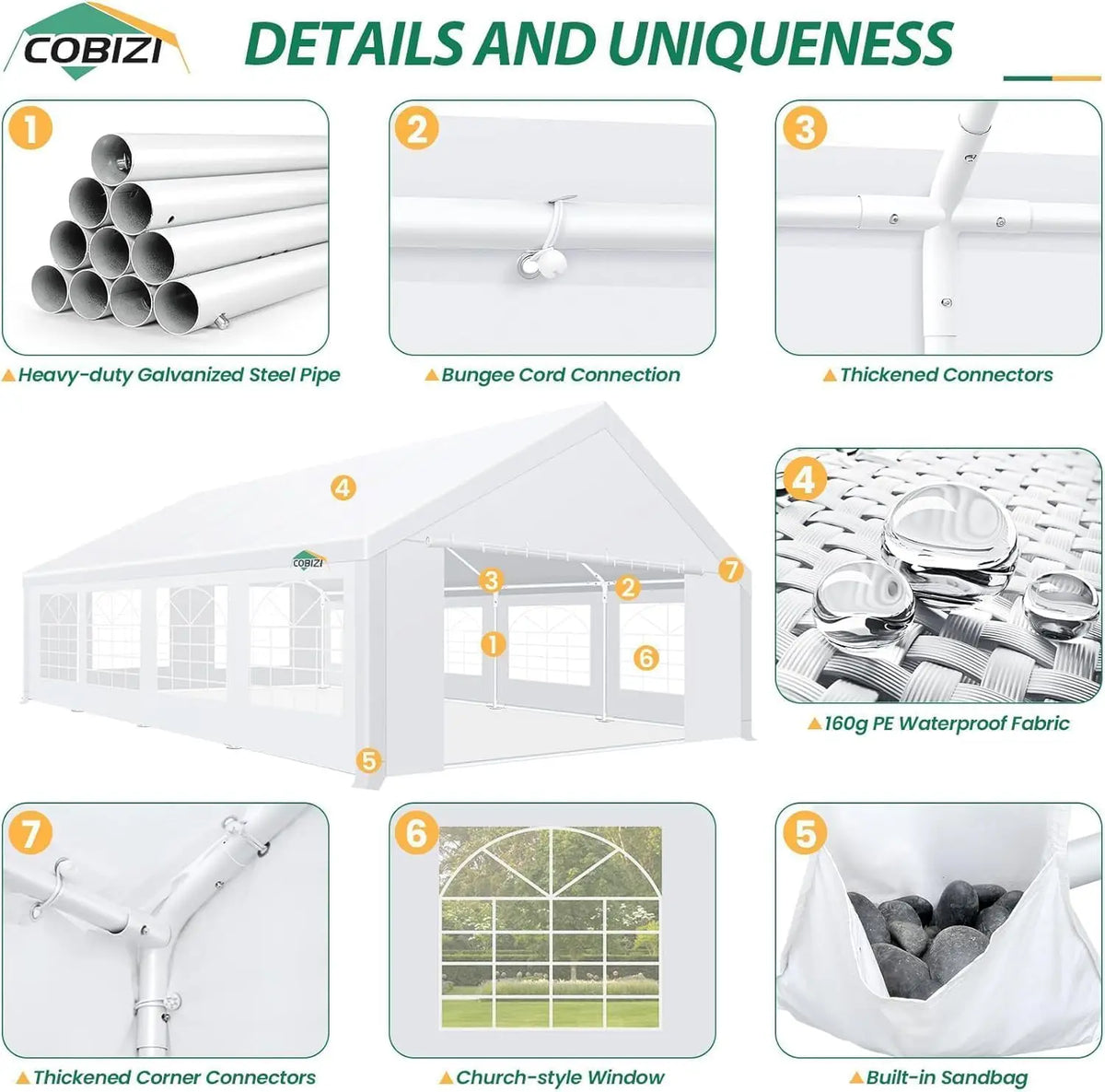 20x30 Party Tent Heavy Duty Wedding Canopy Waterproof Outdoor Event Shelter with Sidewalls White