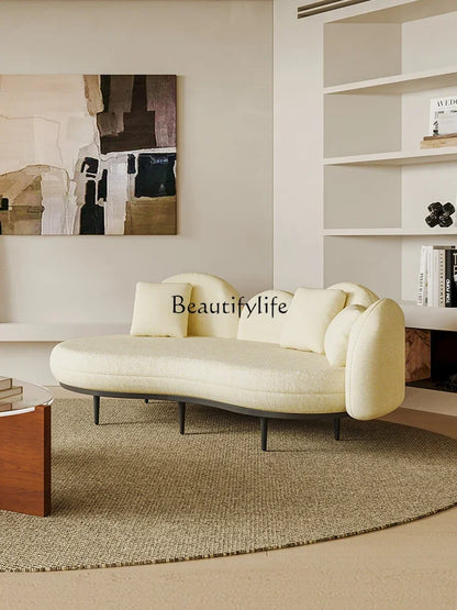 N Cream Style Small Apartment Sofa Fabric Special-Shaped Curved Sofa