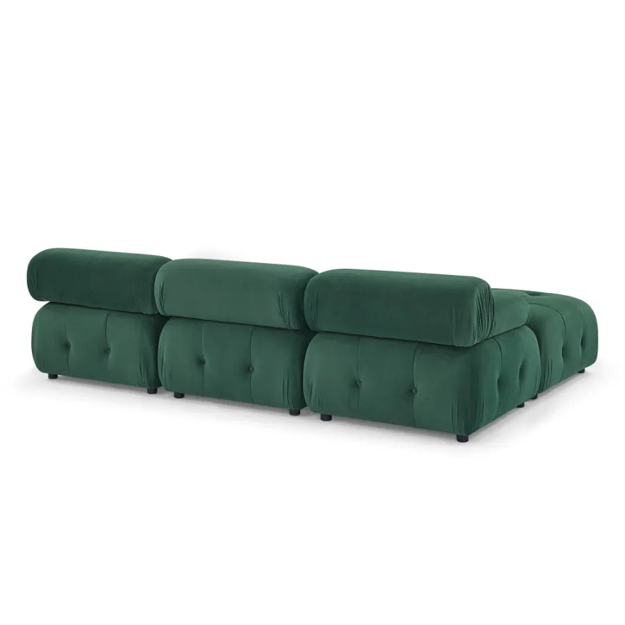 Modular Sectional Sofa Button Tufted Designed and DIY Combination L Shaped Couch with Reversible Ottoman Green Velvet
