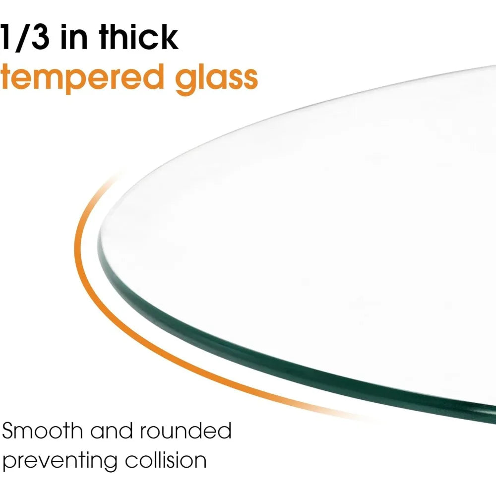Round Glass Coffee Table, 31.5 Modern Living Room Center Table with Tempered Glass Top and MDF Base, Suitable for Rustic and Con