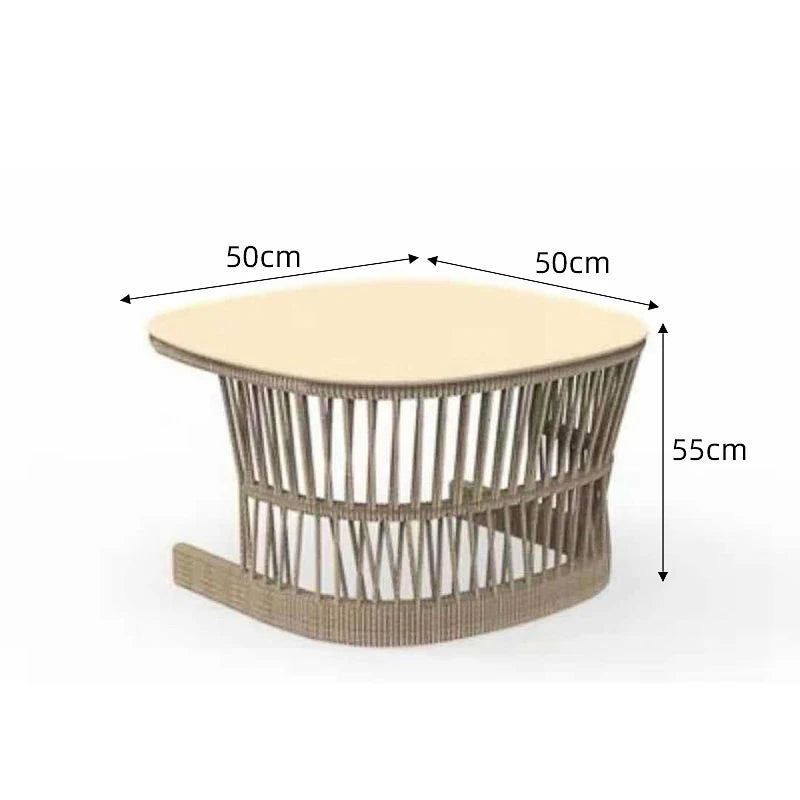 Outdoor rattan sofa combination outdoor open-air waterproof sunscreen rattan tables and chairs villa home leisure garden