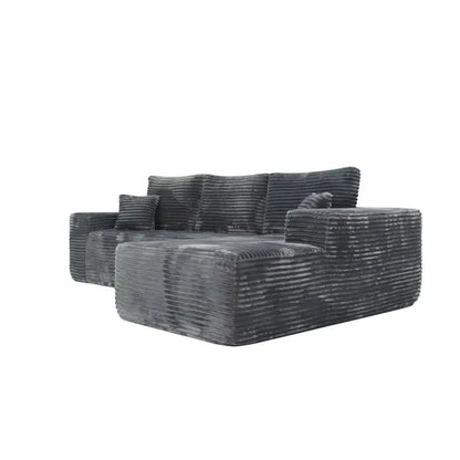 L-Shaped Modular Cloud Sectional Sofa with Deep Seat, Upholstered in Plush Corduroy Fabric, No Assembly Needed, Grey for Living