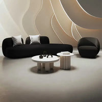 curved sofa, small apartment special-shaped black beauty salon hall, clothing store office rest area reception and negotiation