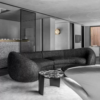 Italian minimalist U-shaped curved three-person living room sofa lamb wool hotel bed and breakfast