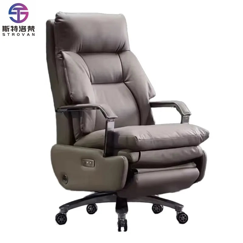 Modern Ergonomic Electric Leather Office Chair with Massage & Multifunctional Luxury Large Class Computer Chair