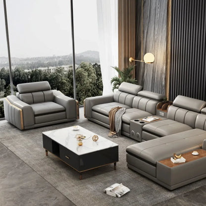 A Modern Sectional Leather Luxury Sofa Set Modular Furniture Home Multifunctional Living Room L Shape Corner Sofa