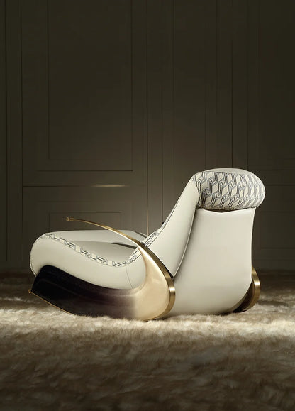 Modern Italian light luxury rocking chair leather recliner leisure single sofa rocking