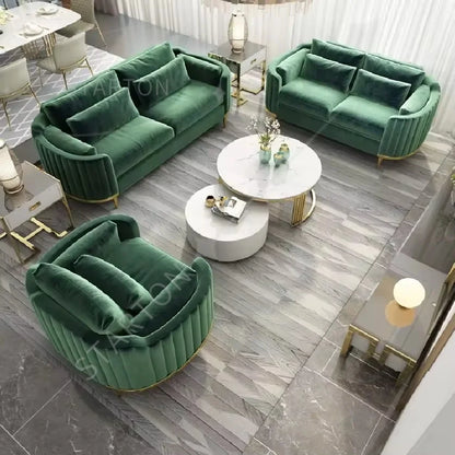 Modern 3-Seater  Sofa Set Simple & Stylish Removable & Washable Velvet Cushions for Small Living Spaces for Apartments