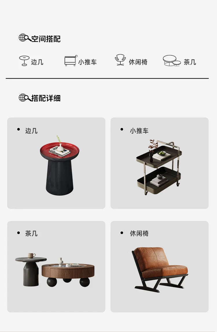yj39 Vintage Style Living Room Solid Wood Coffee Table Set Irregular Simple Light Luxury High-End Coffee Table