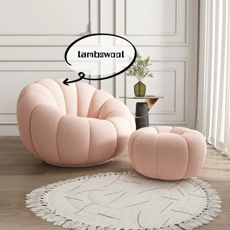 Modern Living Room Sofa Lambswool Pumpkin Sofa Chair Creative Home Balcony Swivel Lounge Chair Fitting Room Bedroom Single Sofas
