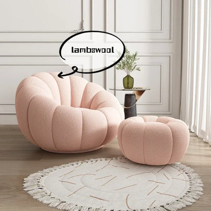 Modern Living Room Sofa Lambswool Pumpkin Sofa Chair Creative Home Balcony Swivel Lounge Chair Fitting Room Bedroom Single Sofas