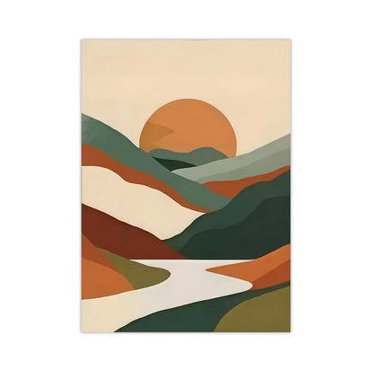 Sunset Leaf Art Poster Abstract Mountain Range Canvas Painting Minimalist Wall Art Living Room Bedroom Apartment Decor No Frame