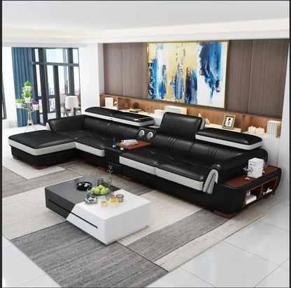 A New Design Fashion Leather and Cloth Combination Furniture Living Room Sofa