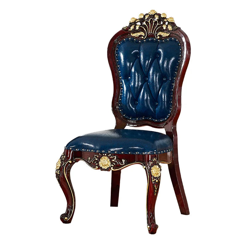 SGF European-style Marble Solid Wood Dining Table Carved Dining Table and Chair Set