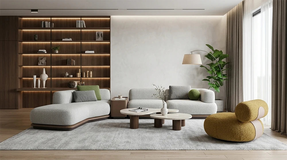Cream curved sofa set luxury modular combined sofa