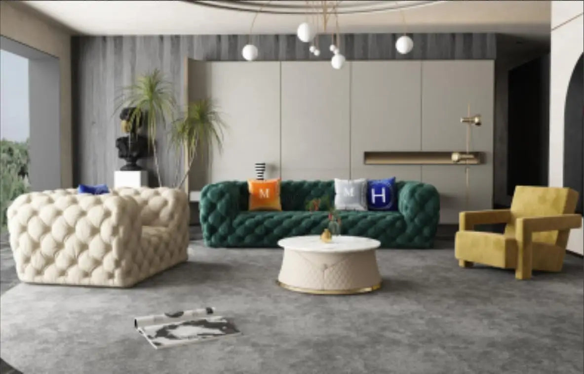 Modern Luxury Microfiber Fabric Villa Sofa Set Light Leather Love Seat for Living Room-High Quality Hot Sale Couch
