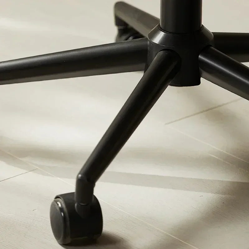 Comfortable Genuine Leather Chair Steel-Legged Adjustable Swivel Seat Ergonomic Desk Chair for Prolonged Sitting