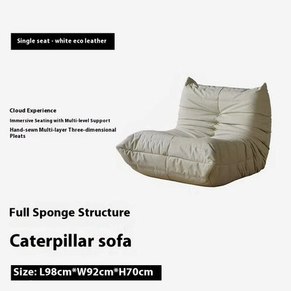 Caterpillar Floor Sofa Lazy Chair Single Seat High Density Foam Recliner Modern Lounge Couch for Bedroom Living Room Balcony