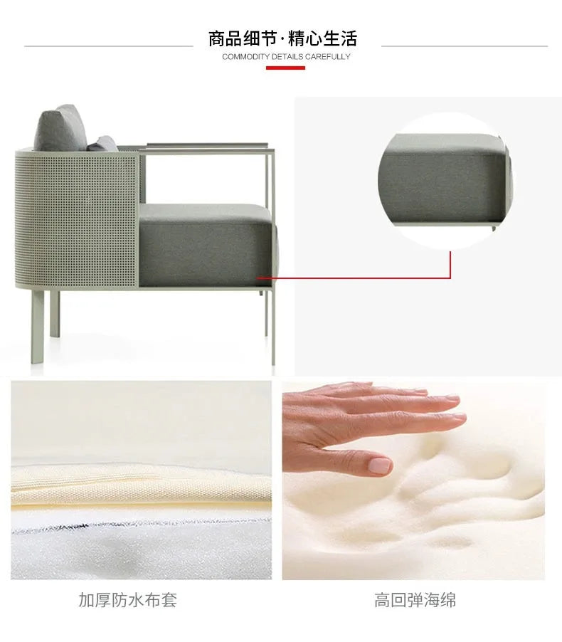 Outdoor stainless steel sofa Hotel sales office Terrace Dining table and chairs