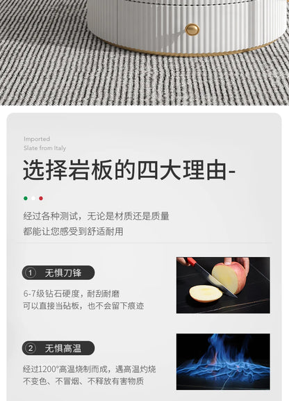 Rock slab coffee table round light luxury TV cabinet combination living room household marble size round