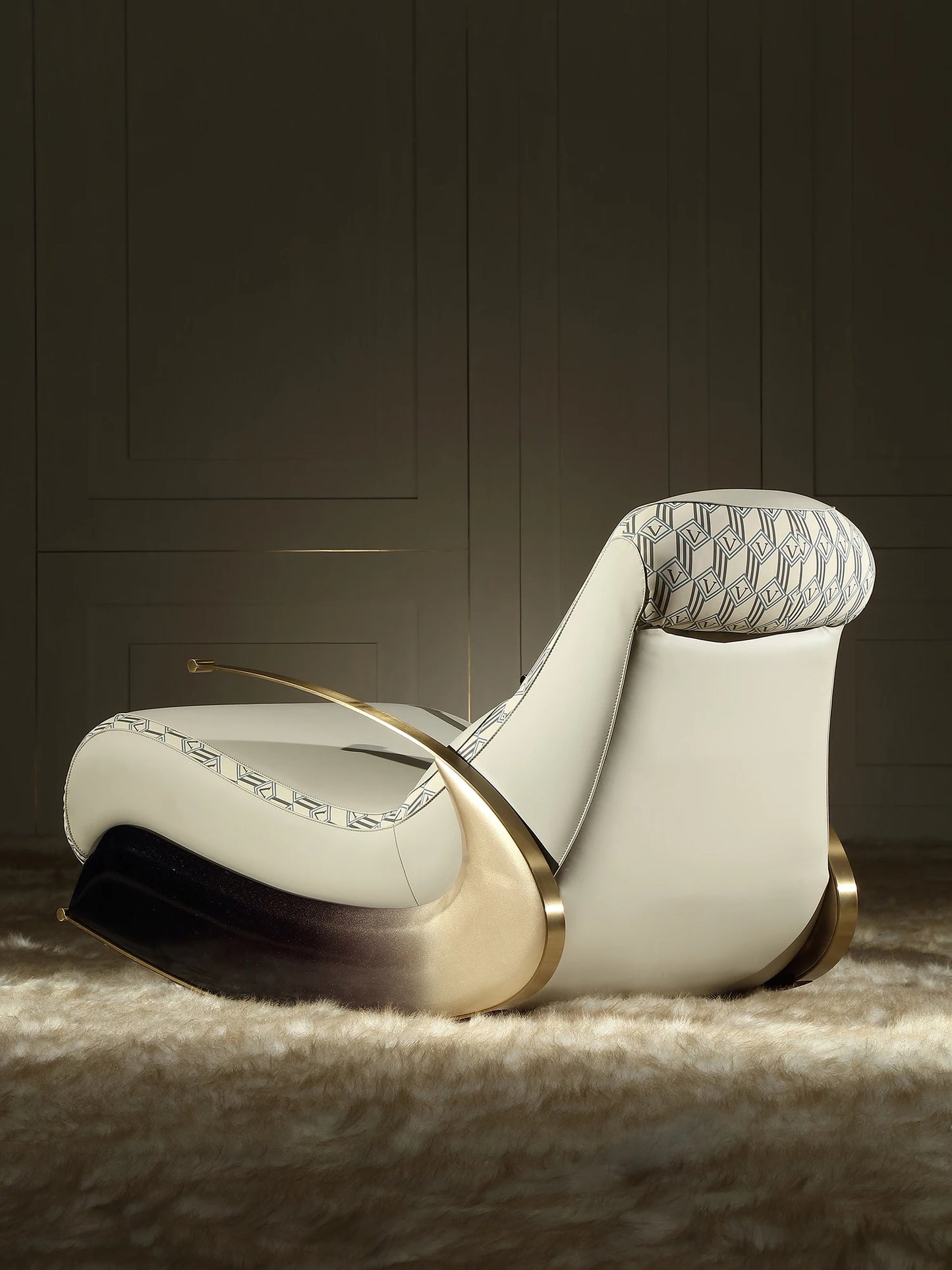Modern Italian light luxury rocking chair leather recliner leisure single sofa rocking