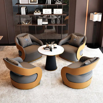 Italian style living room small chairs office and guest rooms single sofa chairs rotatable genuine leather leisure chairs