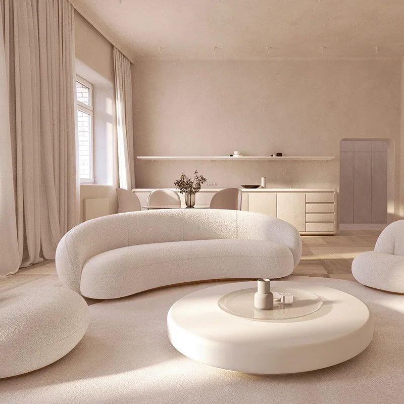 Modern design furniture sofa lounge nut circle curved sofa couch white modern sofas