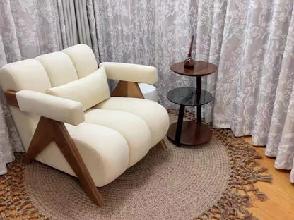 Nordic Wood Living Room Chairs Modern Living Room Sofas Home Balcony Single Leisure Back Armchair Fabric Sofa Chair Furniture