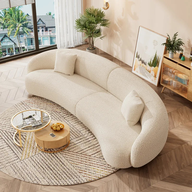 Hot Sale Modern Luxury Living Room Furniture White Couch Living Room Sofas Curved Velvet Sofa Set Fabric Sofa for Home