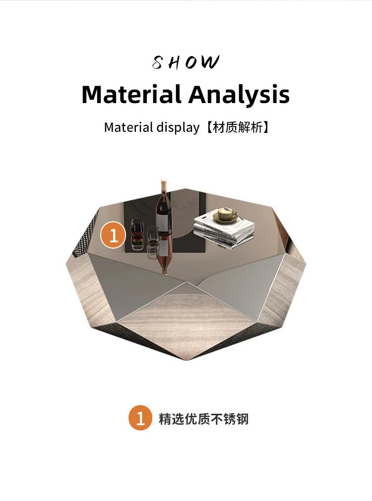 High-end Living Room Home Designer Light Luxury Modern Minimalist Special-shaped Stainless Steel Diamond Coffee Table Light Luxu