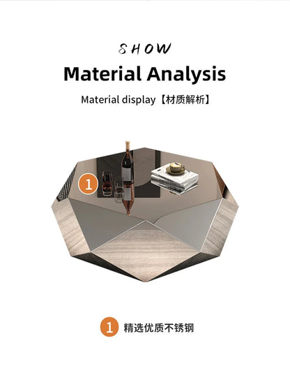High-end Living Room Home Designer Light Luxury Modern Minimalist Special-shaped Stainless Steel Diamond Coffee Table Light Luxu