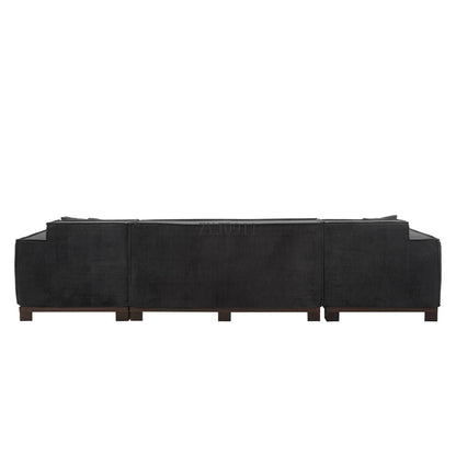 Modern U-Shaped Sectional Sofa 130" Sectional Sofa Upholstered Sofa with RGB LED Light Strip and 6 Pillows for Living Room