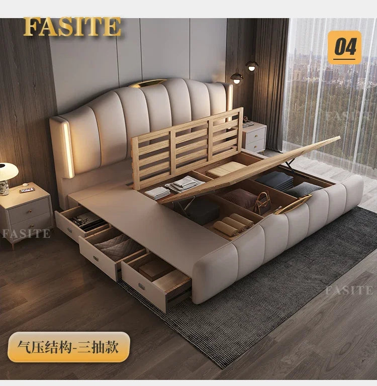 Luxury Frame Double Bed King Size Modern Living Room Frame Double Bed Queen Hotel Princess Cama De Casal Bedroom Furniture