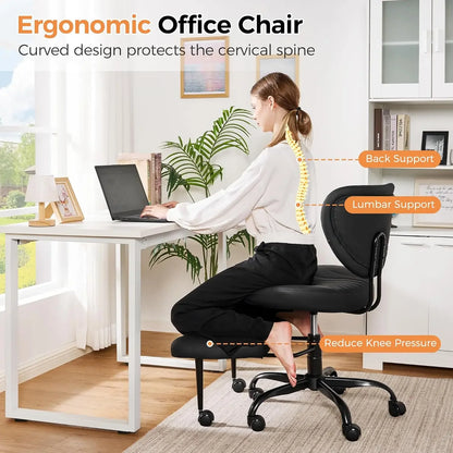Cross Legged Office Chair, Ergonomic Criss Cross Chair with Wheels, 360° Swivel Height-Adjustable Meditation Chair for Yoga & AD