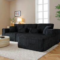 Modular Sectional Sofa Cloud Sectional Couch, 107" Comfy Fluffy L Shaped Dark Black Couches for Living Room