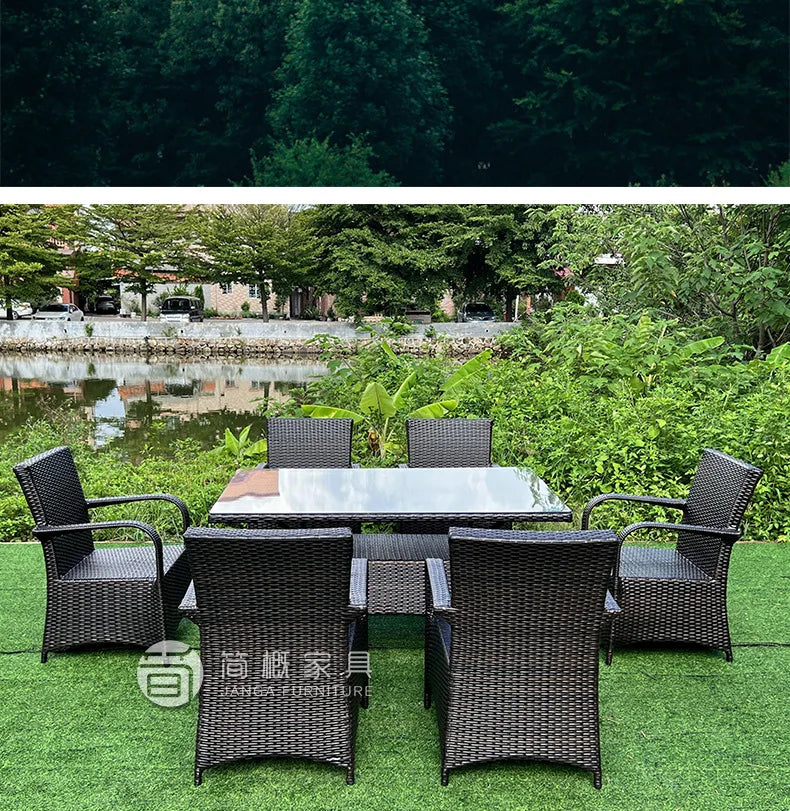 Outdoor leisure simple courtyard B & B restaurant coffee milk tea shop rattan chair