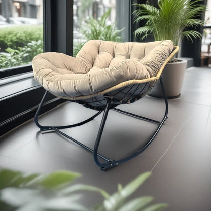 PE Rattan Weave Rocking Chair Lie Down or Sleep Lunch Break Chair Living Room Balcony Chaise Longue Adult Kid Recliner Lazy Sofa