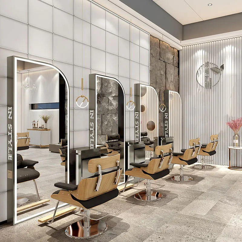 High-end Luxury LED Hairdressing Mirror Hanging Mirror Glass One Side Can Be Customized Size For Barber Shop