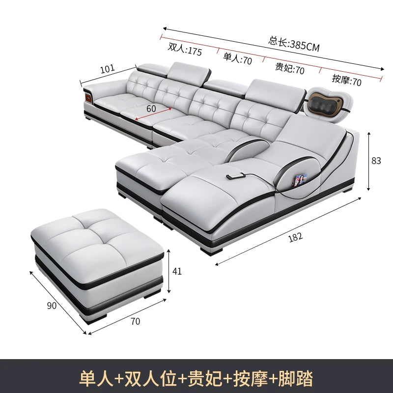 Modern Minimalist Sofa Electric Massage Chiar Floor Multifunctional Corner Sofa Lounges Relaxing Living Room Couch Furniture