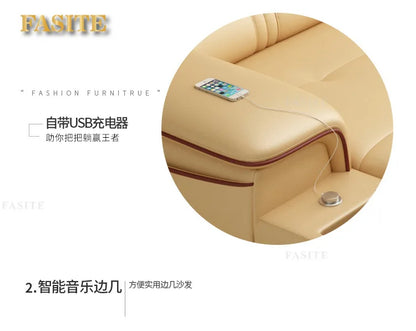 Living Room Sofa set furniture real genuine cow leather sofas bluetooth puff asiento muebles de sala canape L shape sofa cama