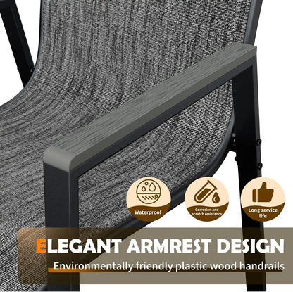 Patio Chairs Set of 4, Stackable Outdoor Chairs with All Weather Breathable Textilene, High Back Metal Frame