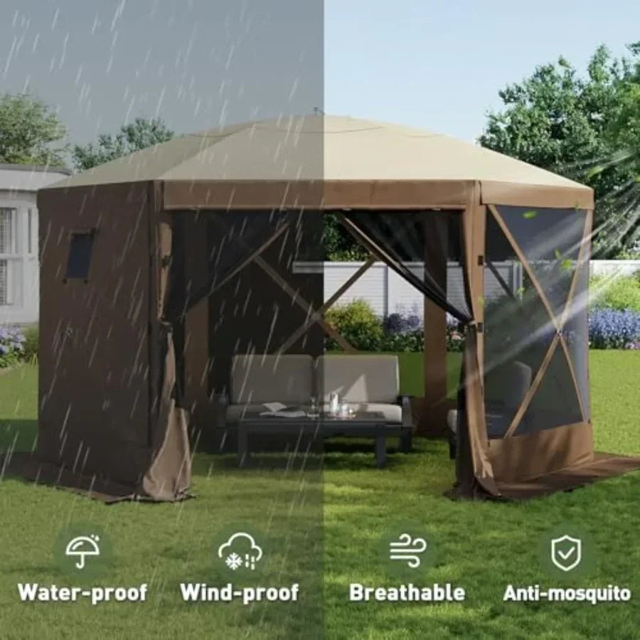 Pop Up  Tent 6-Sided Pop-up Gazebo Sn Tent with Mesh Windows Outdoor  Shelter Tent with Carrying Bag Large Shade Tents for Camp