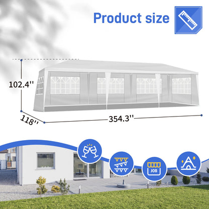 10x30 FT Canopy Outdoor Wedding Party Tent Gazebo Pavilion With 5 Walls White